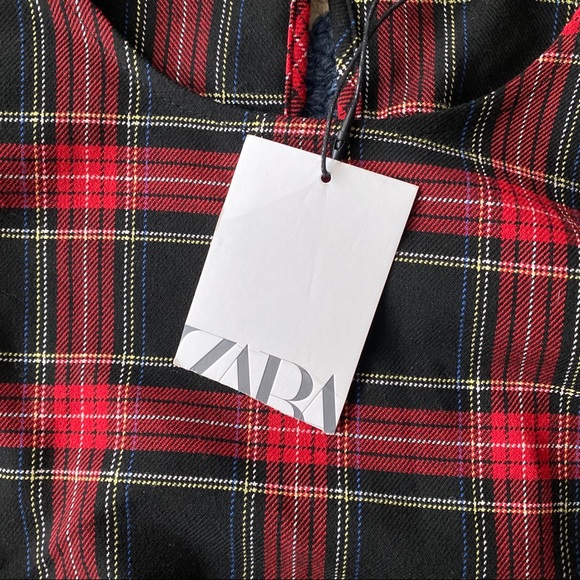 ❤️ ZARA RED BLACK PLAID LONG SLEEVE CROP TOP! - Picture 9 of 13